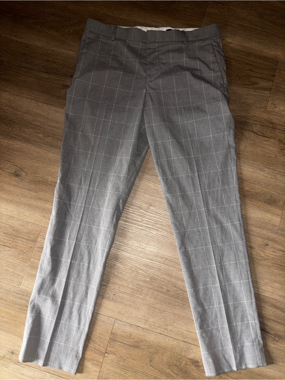 H&M Gray Windowpane Slim Dress Pants